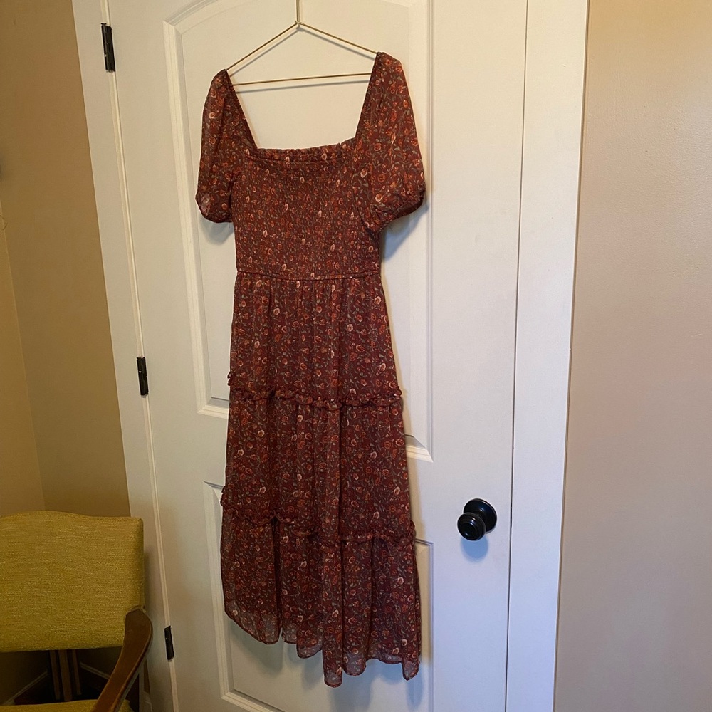 Francesca’s Midi Maroon Floral Dress